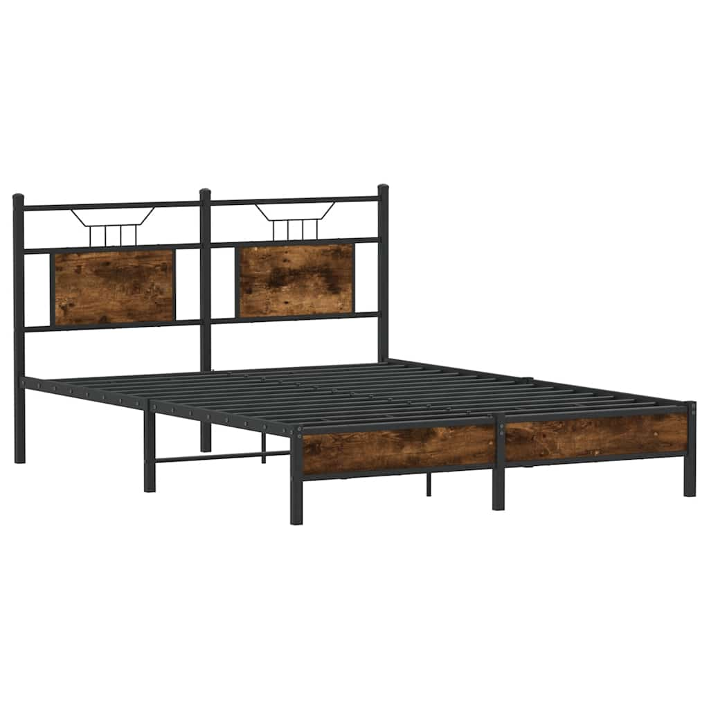 Cadre de lit sans matelas chêne fumé 140x200 cm bois ingénierie