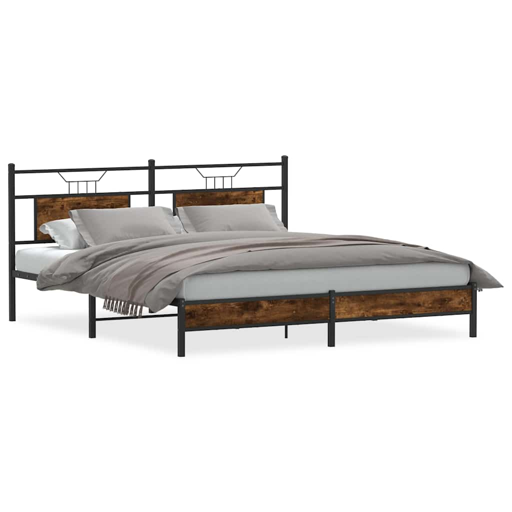 Cadre de lit sans matelas chêne fumé 160x200 cm bois ingénierie