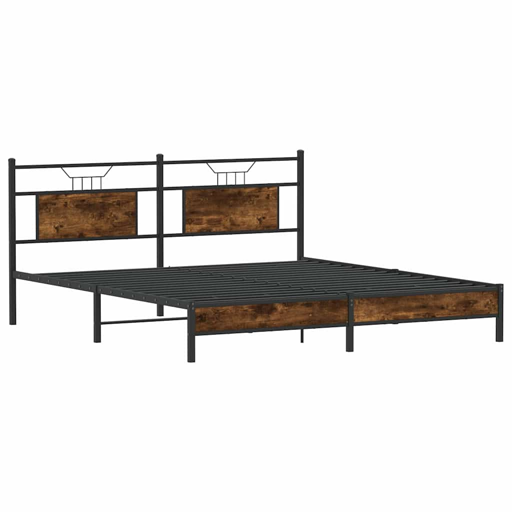 Cadre de lit sans matelas chêne fumé 160x200 cm bois ingénierie