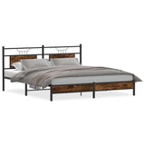 Cadre de lit sans matelas chêne fumé 183x203 cm bois ingénierie