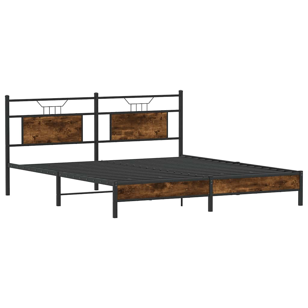 Cadre de lit sans matelas chêne fumé 183x203 cm bois ingénierie