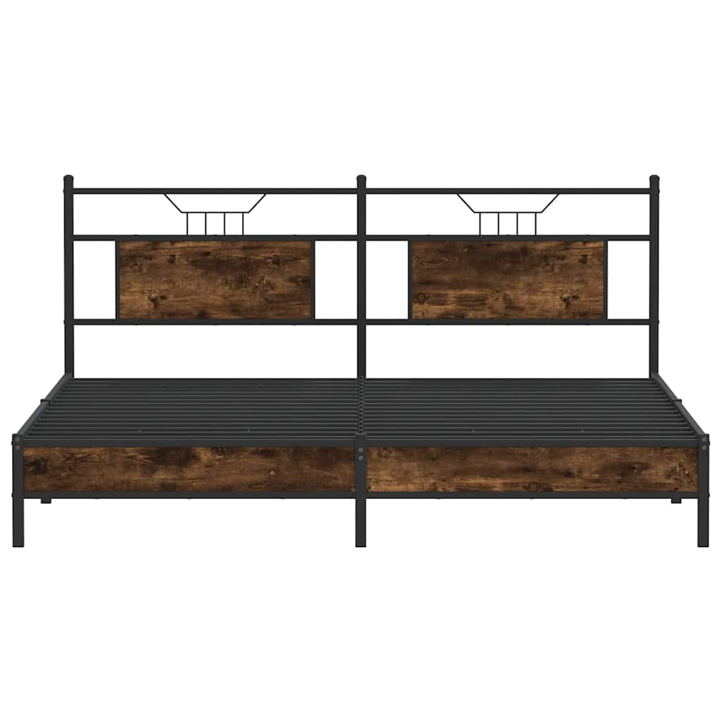 Cadre de lit sans matelas chêne fumé 183x203 cm bois ingénierie