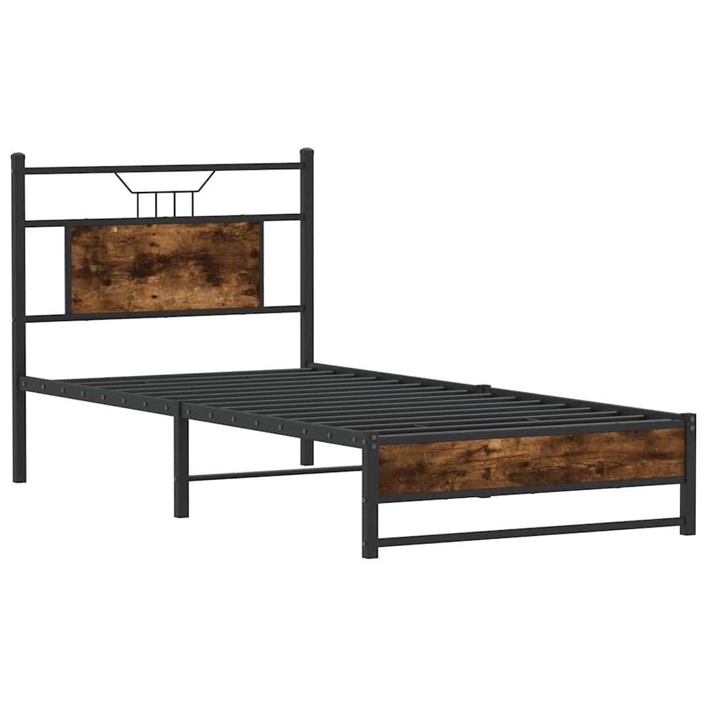 Cadre de lit sans matelas chêne fumé 75x190cm bois d'ingénierie