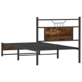 Cadre de lit sans matelas chêne fumé 75x190cm bois d'ingénierie