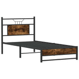 Cadre de lit sans matelas chêne fumé 80x200cm bois d'ingénierie