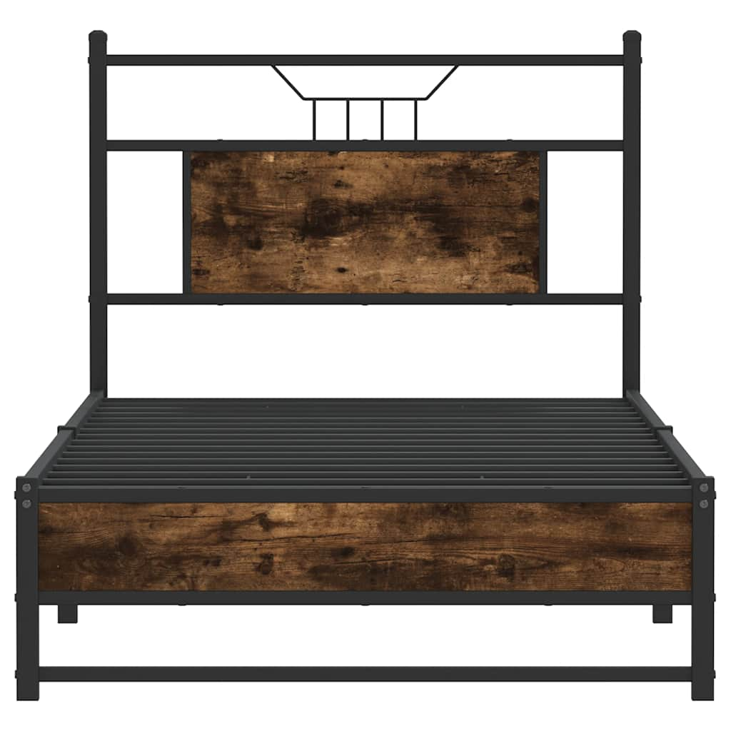 Cadre de lit sans matelas chêne fumé 80x200cm bois d'ingénierie