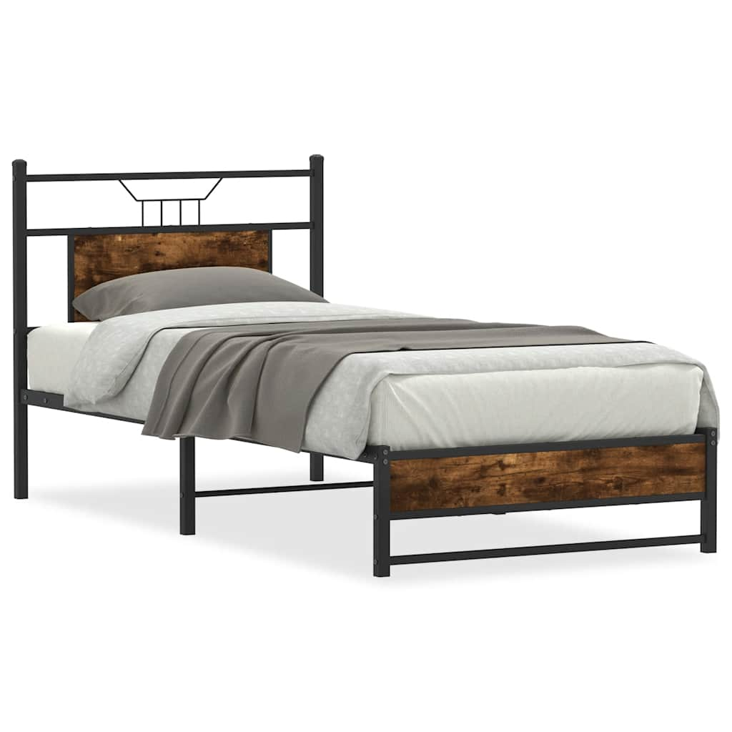 Cadre de lit sans matelas chêne fumé 90x190cm bois d'ingénierie