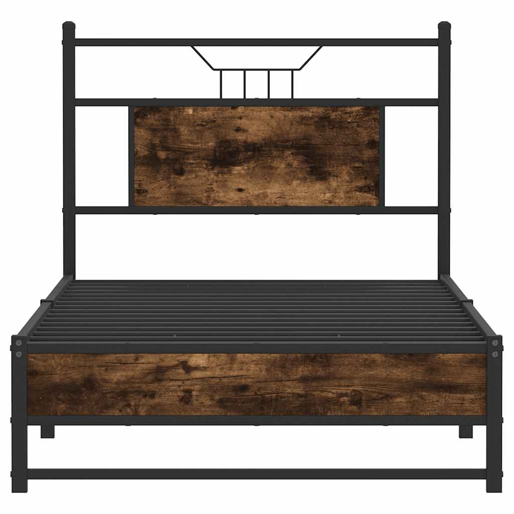 Cadre de lit sans matelas chêne fumé 90x190cm bois d'ingénierie