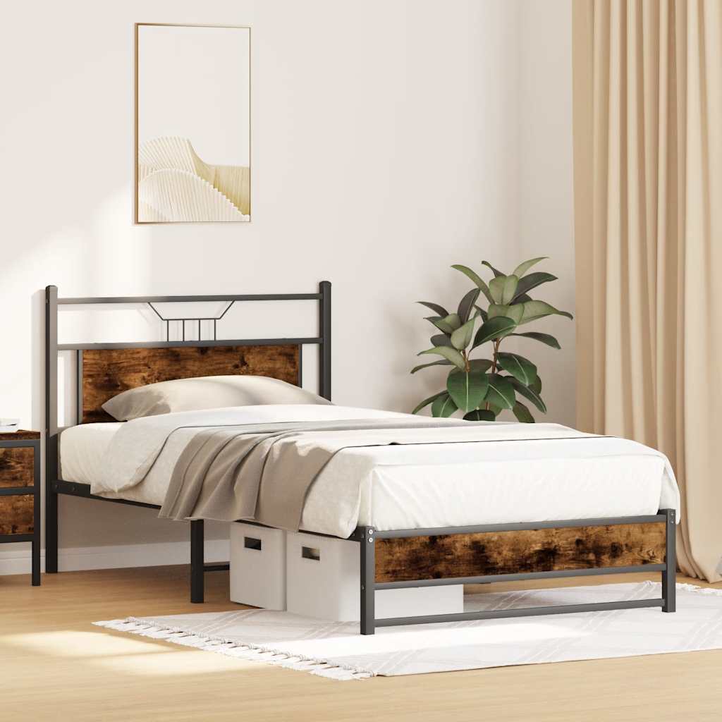 Cadre de lit sans matelas chêne fumé 100x190 cm bois ingénierie