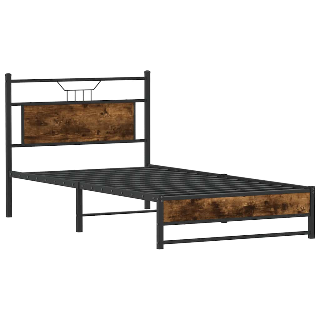 Cadre de lit sans matelas chêne fumé 100x190 cm bois ingénierie