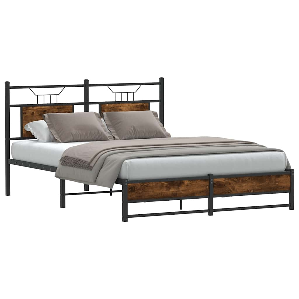 Cadre de lit sans matelas chêne fumé 137x190 cm bois ingénierie