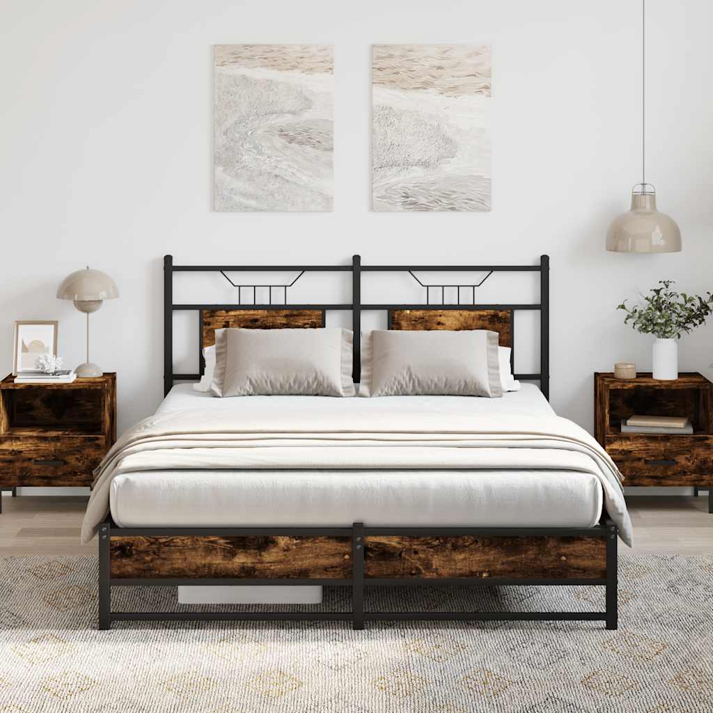 Cadre de lit sans matelas chêne fumé 137x190 cm bois ingénierie