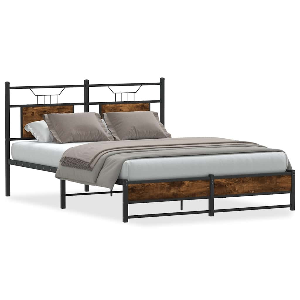 Cadre de lit sans matelas chêne fumé 140x190 cm bois ingénierie