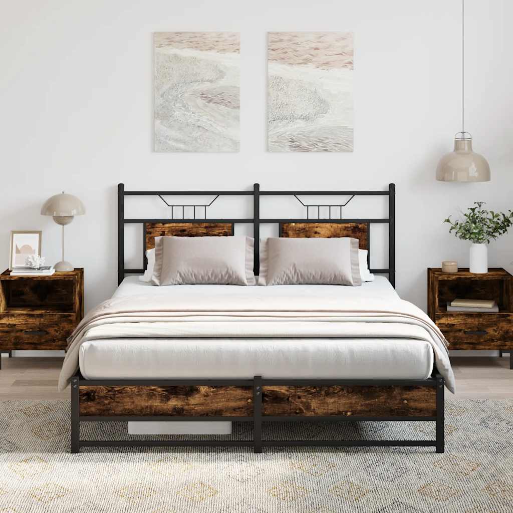 Cadre de lit sans matelas chêne fumé 140x190 cm bois ingénierie