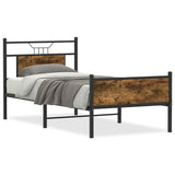 Cadre de lit sans matelas chêne fumé 75x190cm bois d'ingénierie