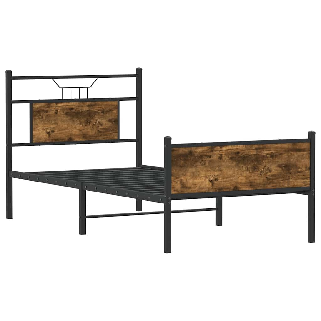 Cadre de lit sans matelas chêne fumé 75x190cm bois d'ingénierie