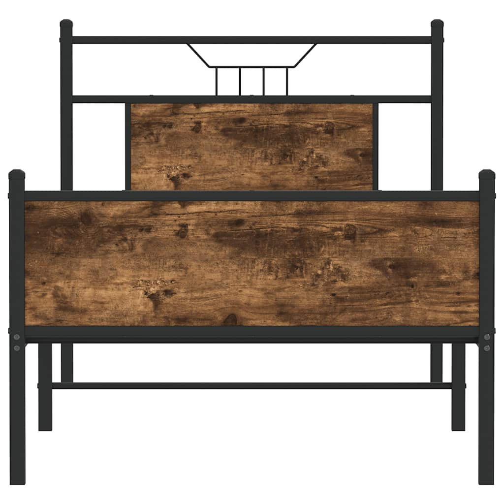 Cadre de lit sans matelas chêne fumé 75x190cm bois d'ingénierie