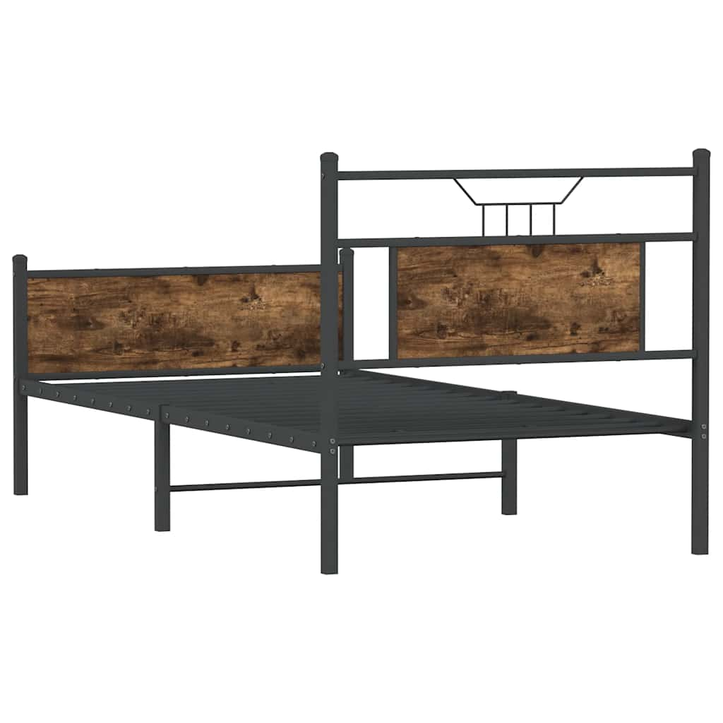 Cadre de lit sans matelas chêne fumé 75x190cm bois d'ingénierie