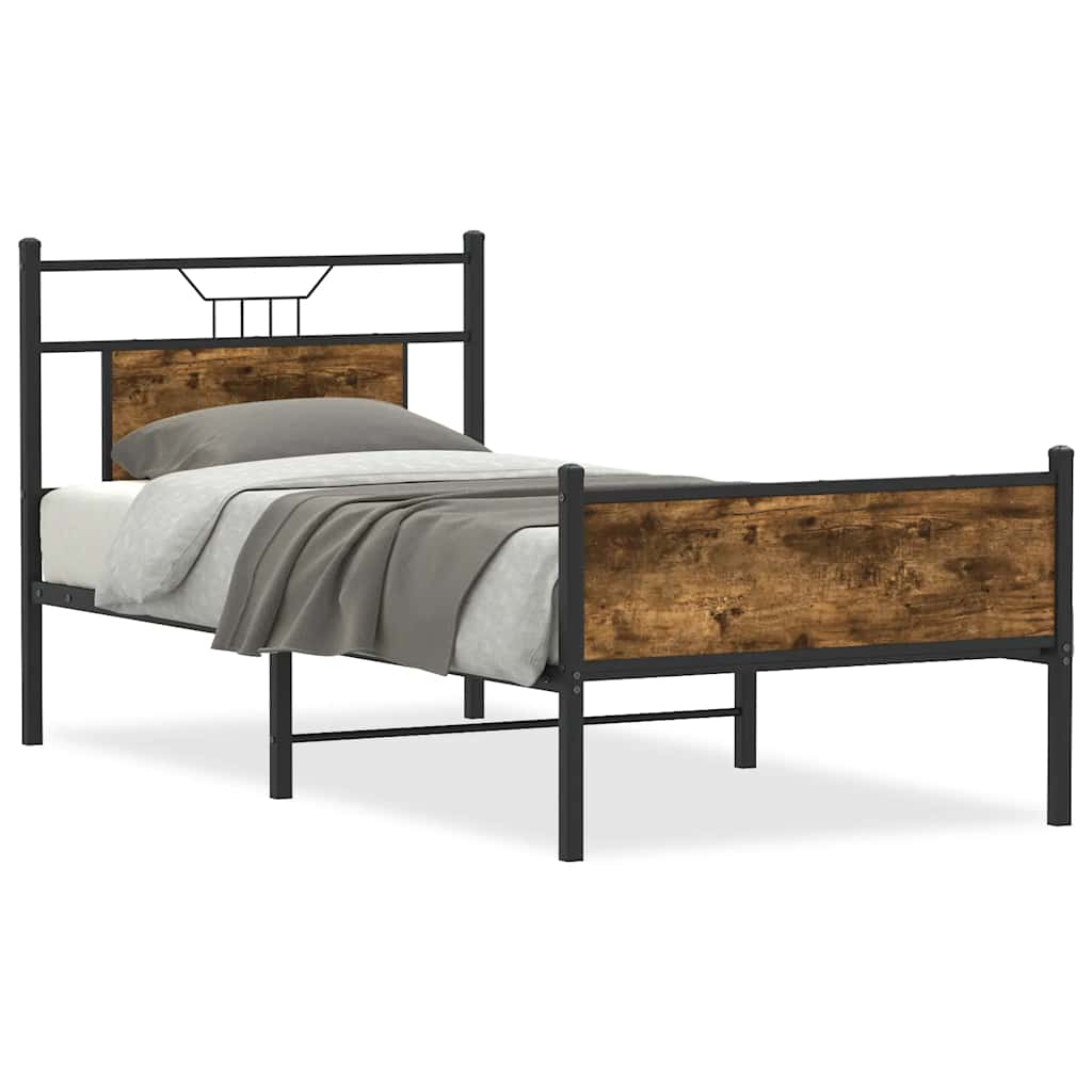 Cadre de lit sans matelas chêne fumé 80x200cm bois d'ingénierie