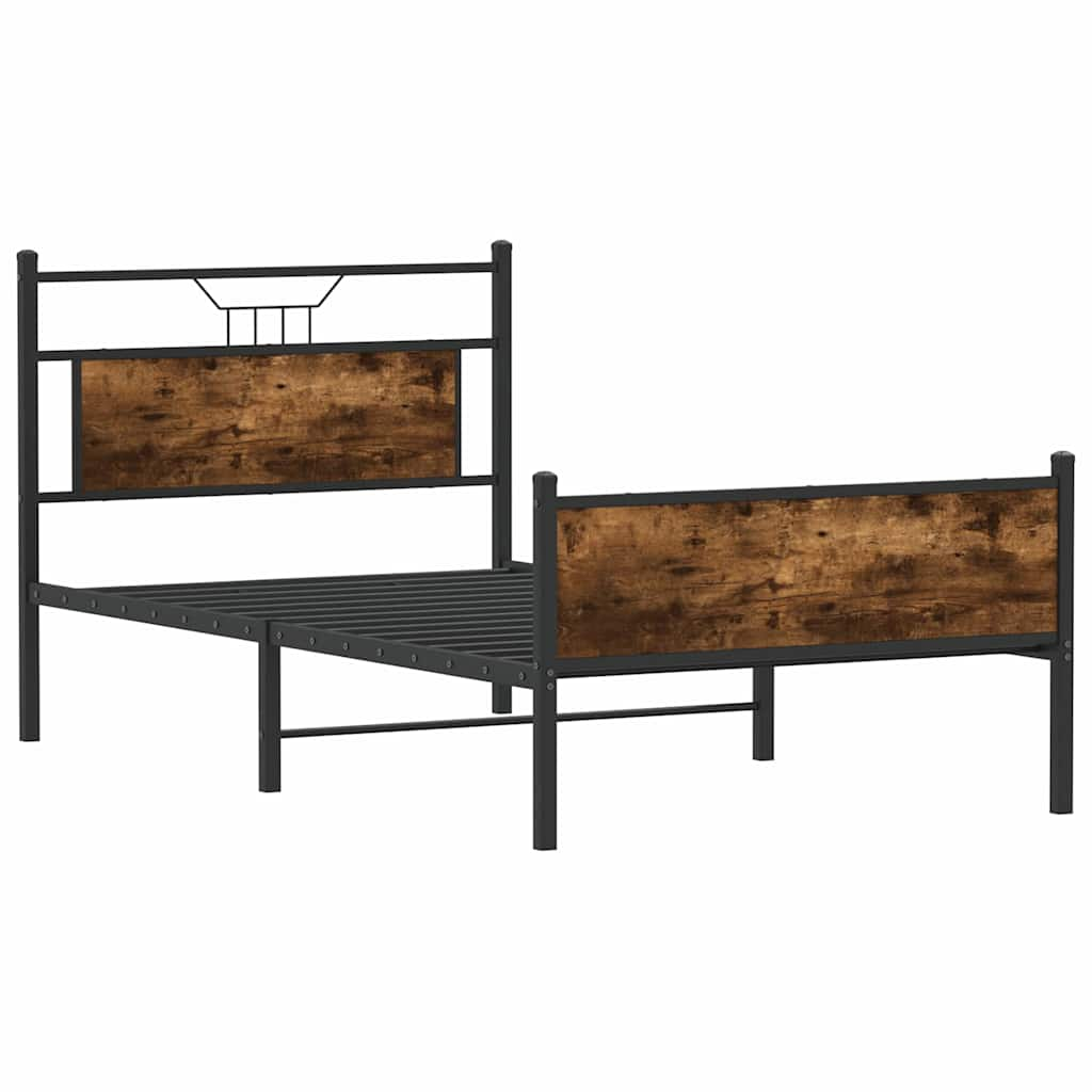 Cadre de lit sans matelas chêne fumé 100x190 cm bois ingénierie