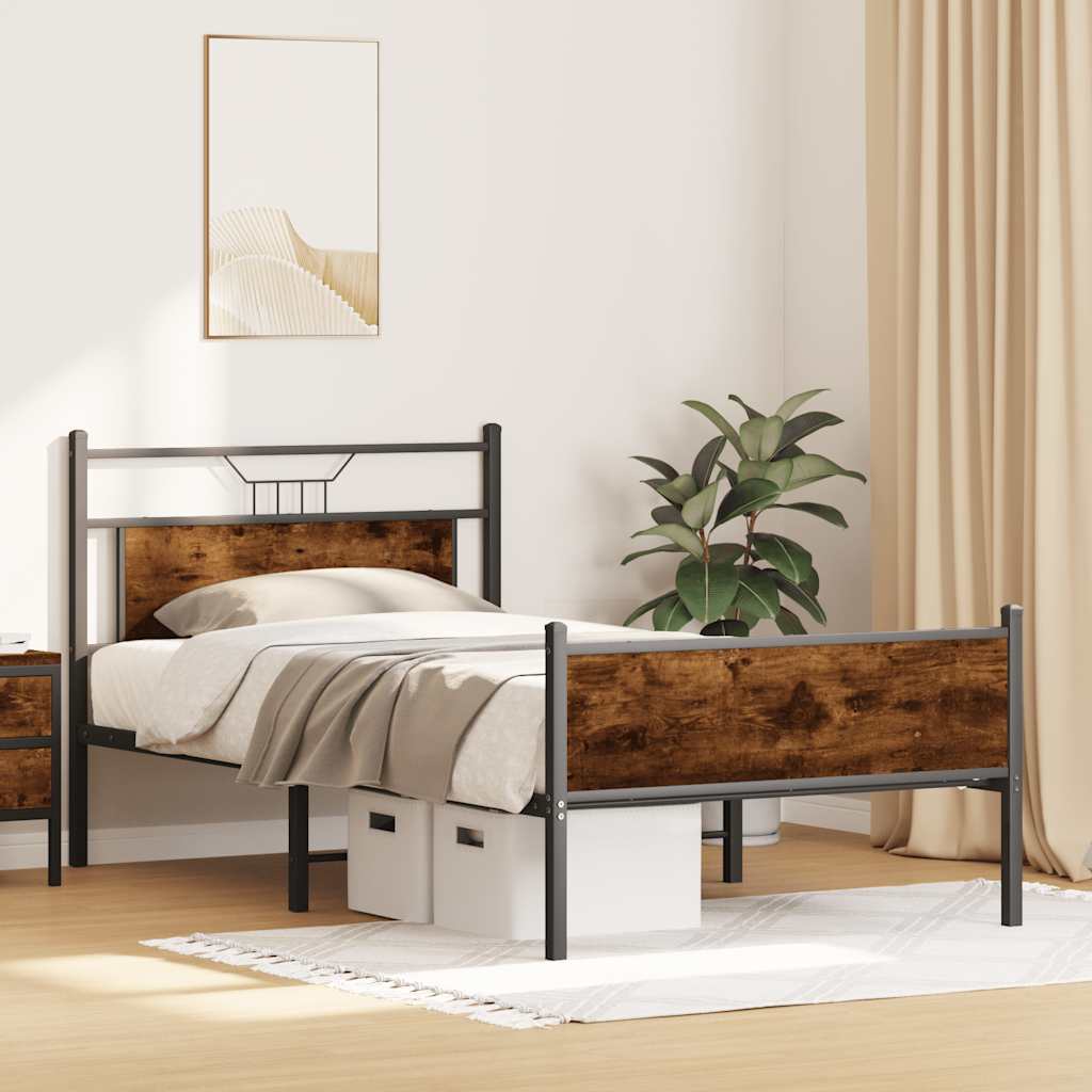 Cadre de lit sans matelas chêne fumé 100x190 cm bois ingénierie