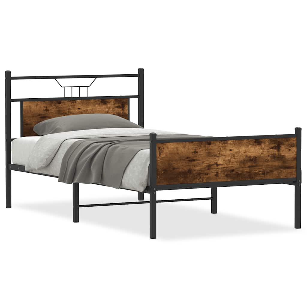 Cadre de lit sans matelas chêne fumé 107x203 cm bois ingénierie