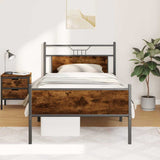 Cadre de lit sans matelas chêne fumé 107x203 cm bois ingénierie