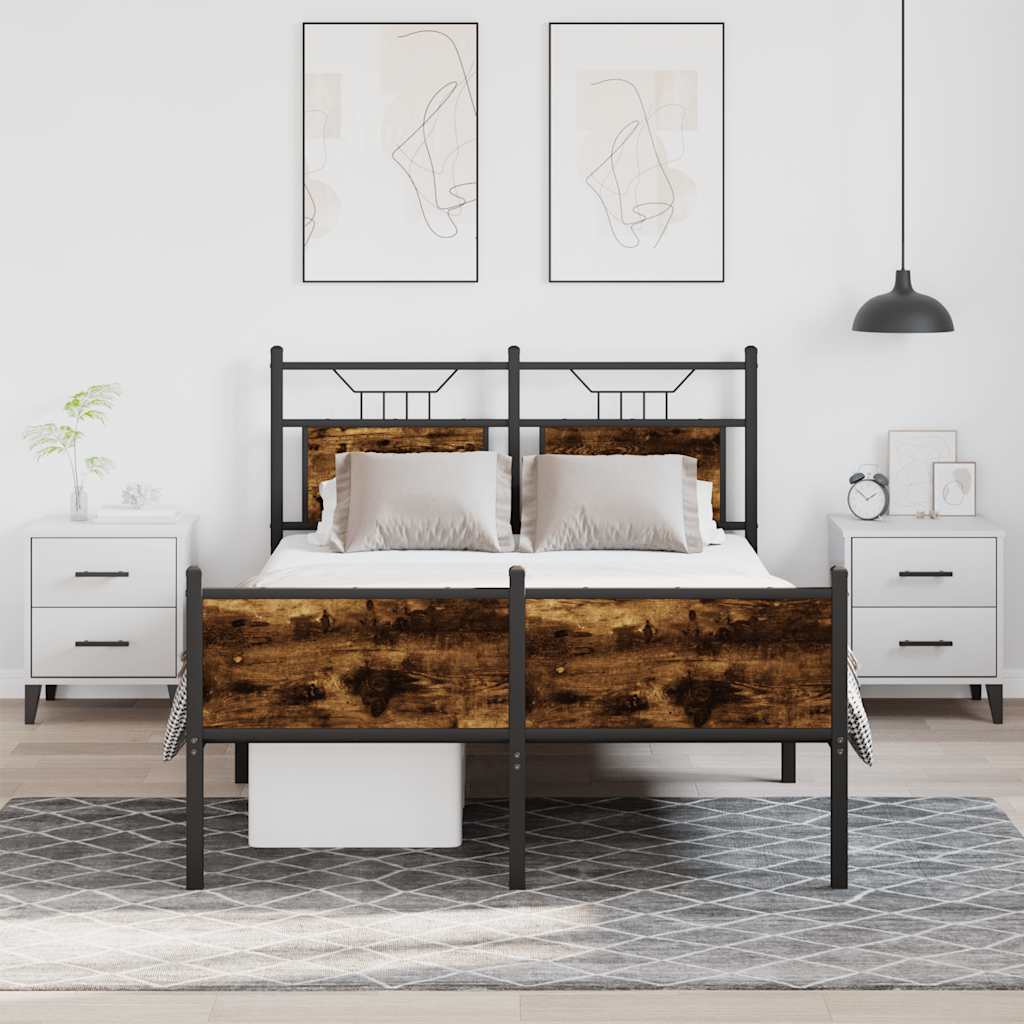 Cadre de lit sans matelas chêne fumé 120x190 cm bois ingénierie