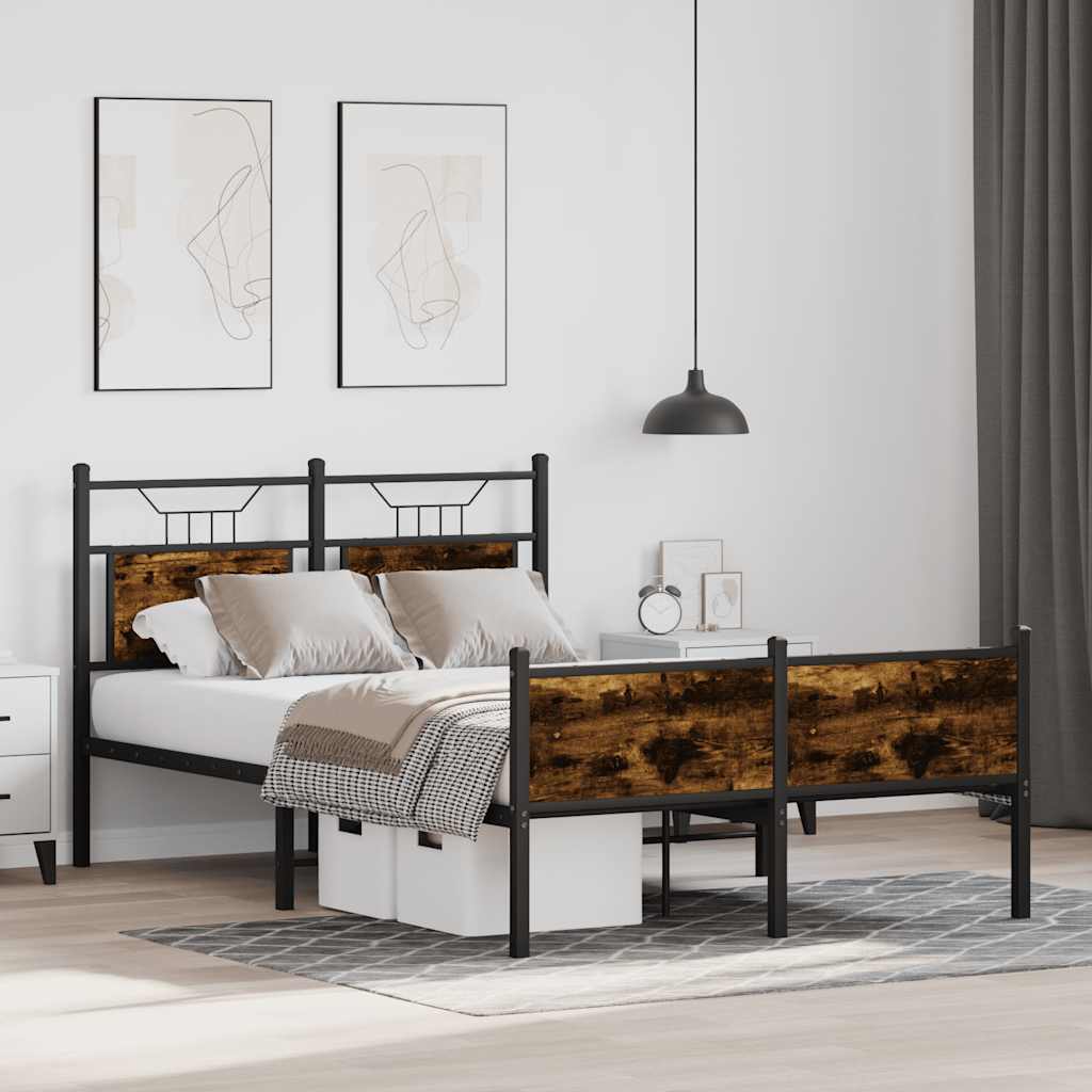 Cadre de lit sans matelas chêne fumé 120x190 cm bois ingénierie