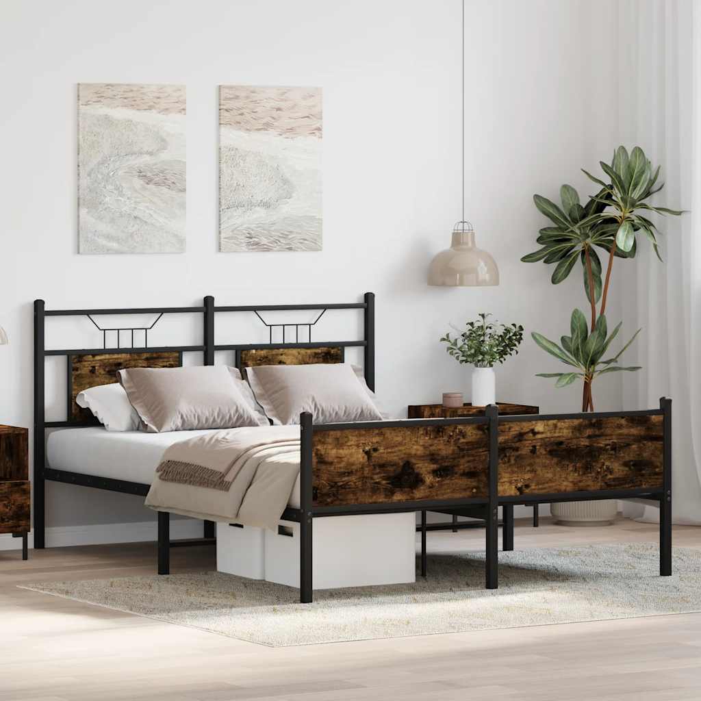 Cadre de lit sans matelas chêne fumé 137x190 cm bois ingénierie