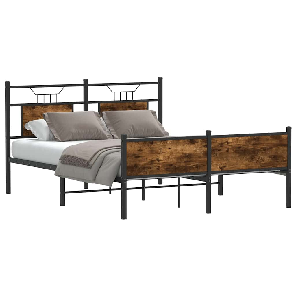 Cadre de lit sans matelas chêne fumé 137x190 cm bois ingénierie