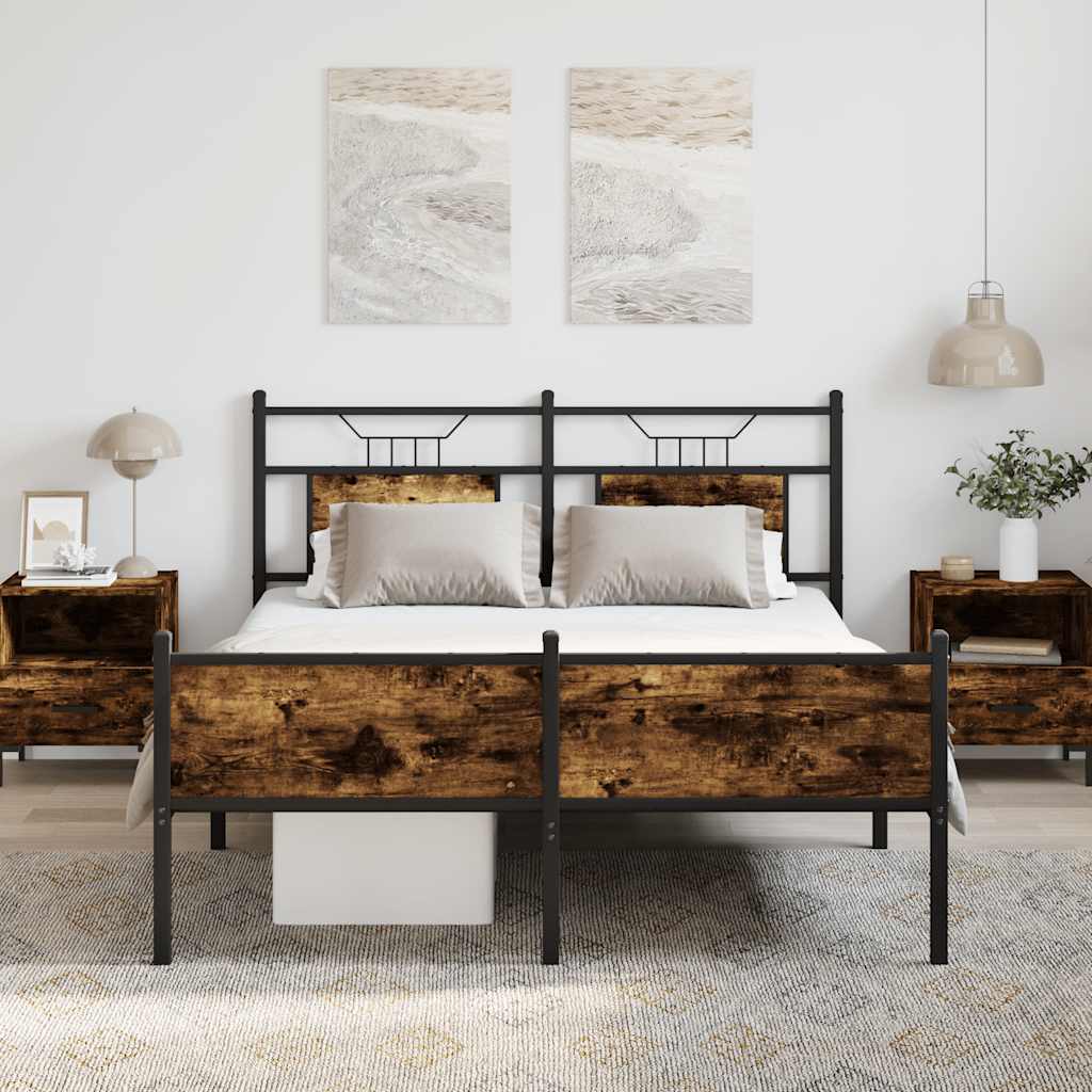 Cadre de lit sans matelas chêne fumé 140x190 cm bois ingénierie