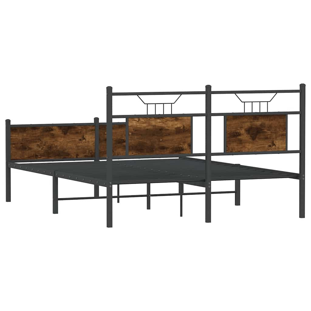 Cadre de lit sans matelas chêne fumé 140x190 cm bois ingénierie