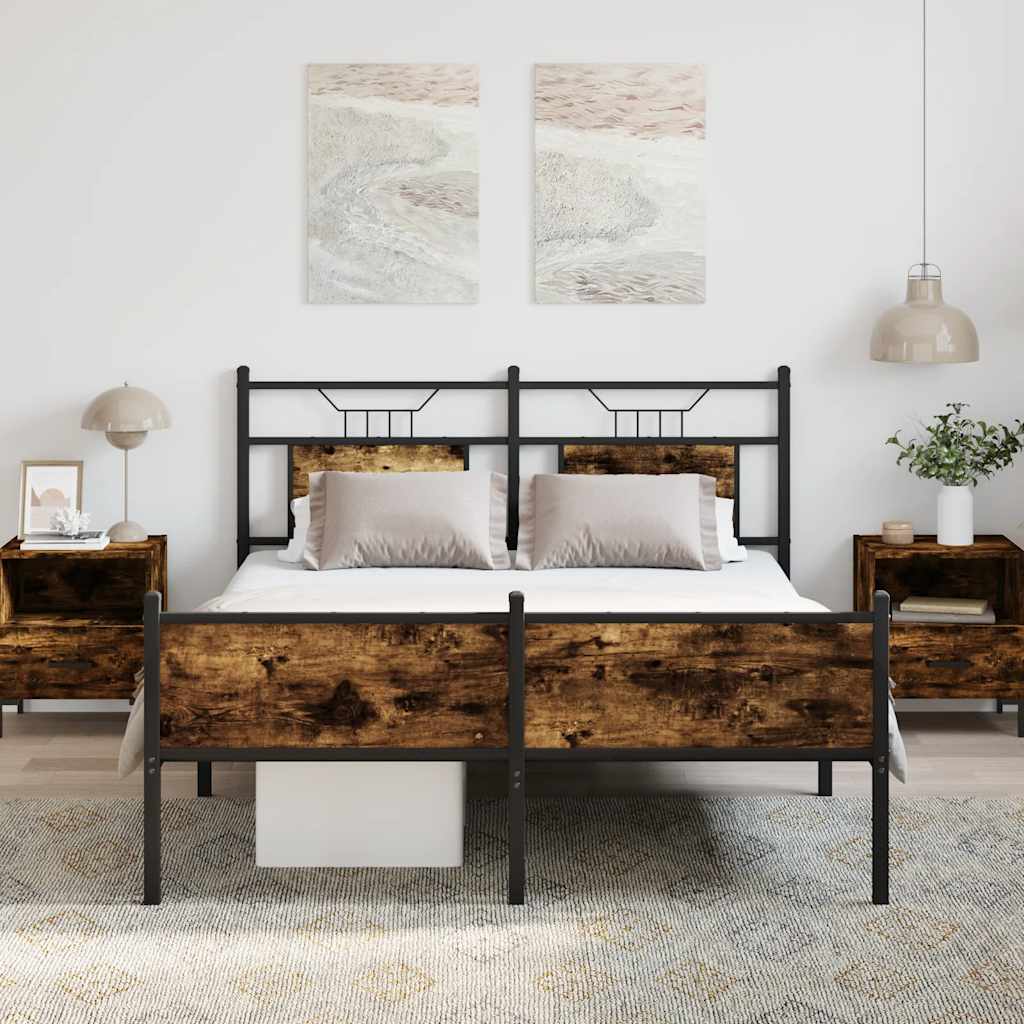 Cadre de lit sans matelas chêne fumé 140x200 cm bois ingénierie