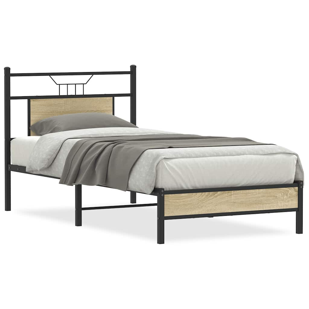 Cadre de lit sans matelas chêne sonoma 75x190 cm