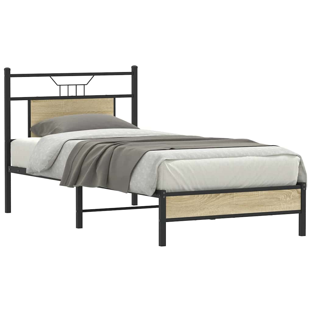 Cadre de lit sans matelas chêne sonoma 75x190 cm