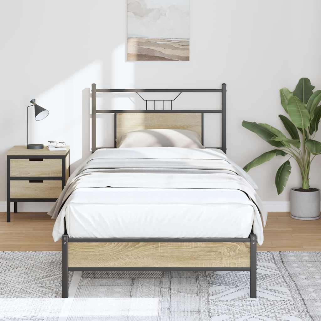 Cadre de lit sans matelas chêne sonoma 75x190 cm