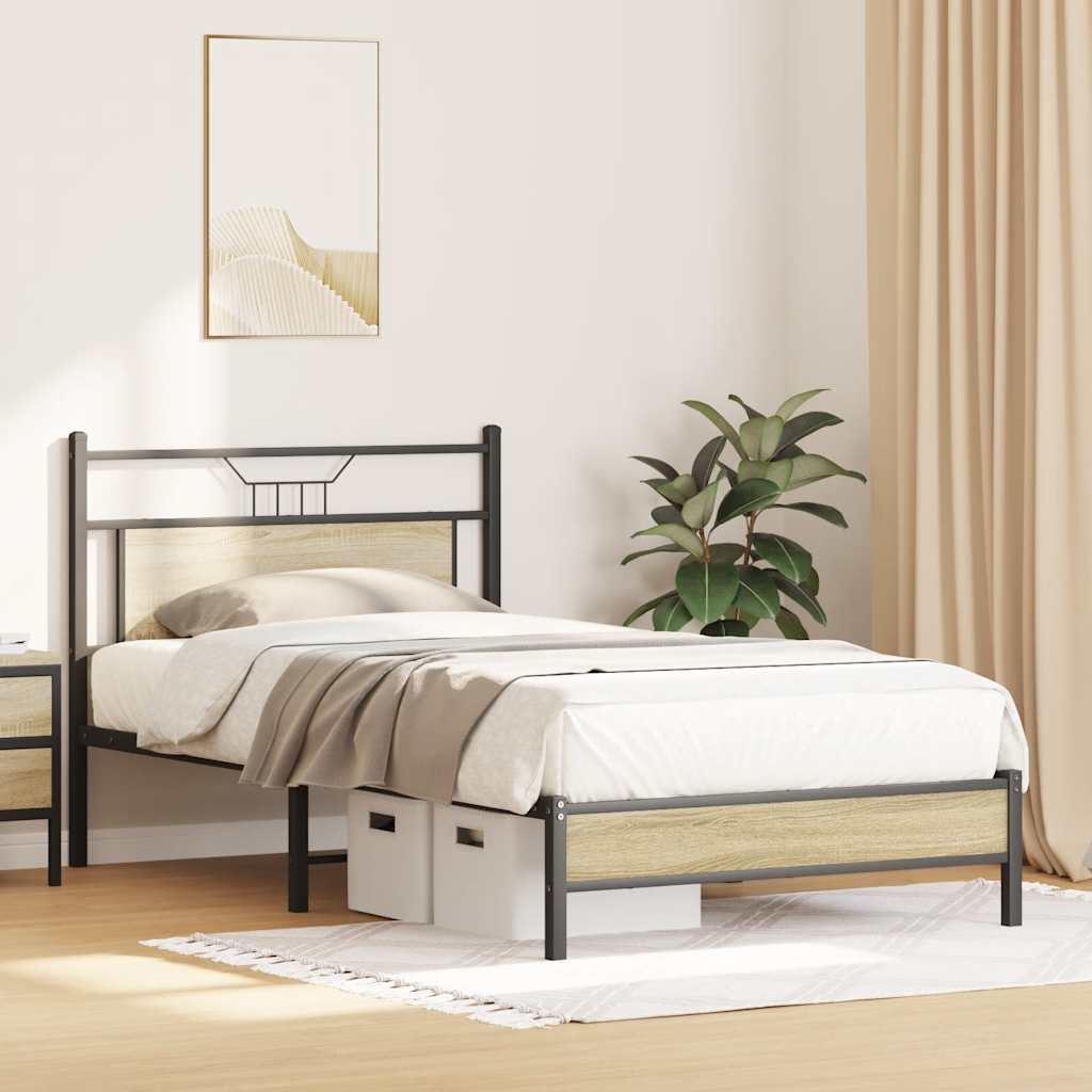 Cadre de lit sans matelas chêne sonoma 100x190 cm