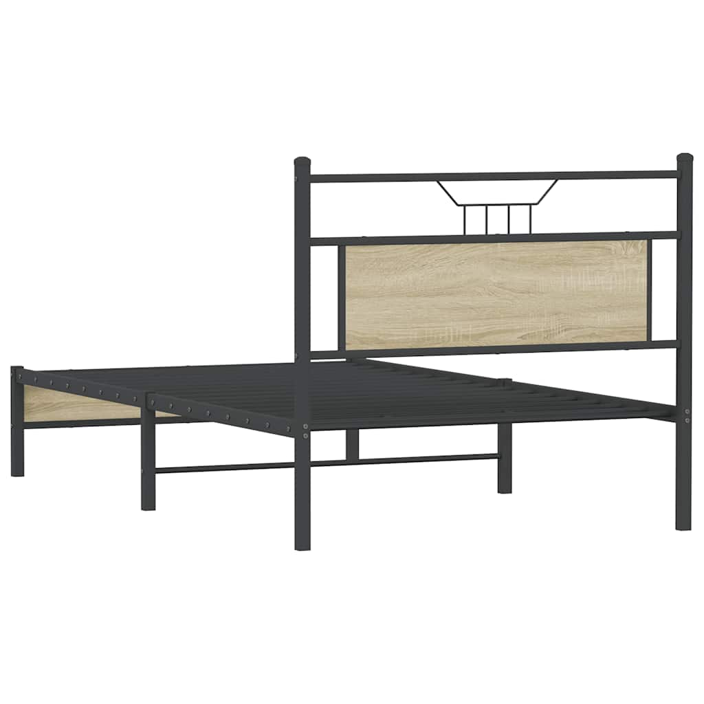 Cadre de lit sans matelas chêne sonoma 107x203 cm