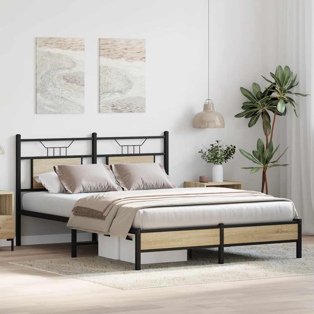 Cadre de lit sans matelas chêne sonoma 137x190 cm