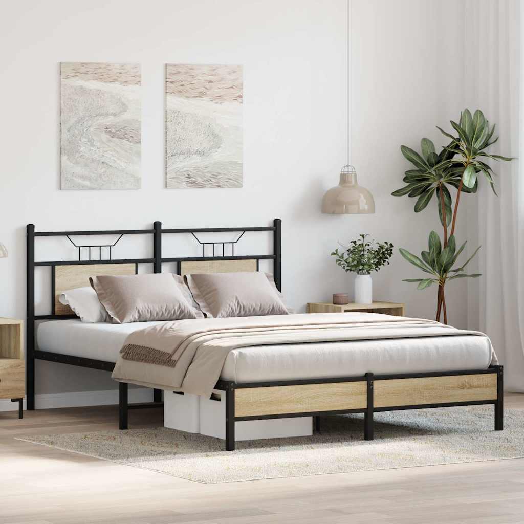 Cadre de lit sans matelas chêne sonoma 150x200 cm