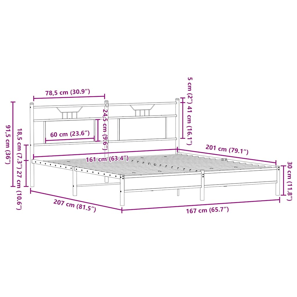 Cadre de lit sans matelas chêne sonoma 160x200 cm