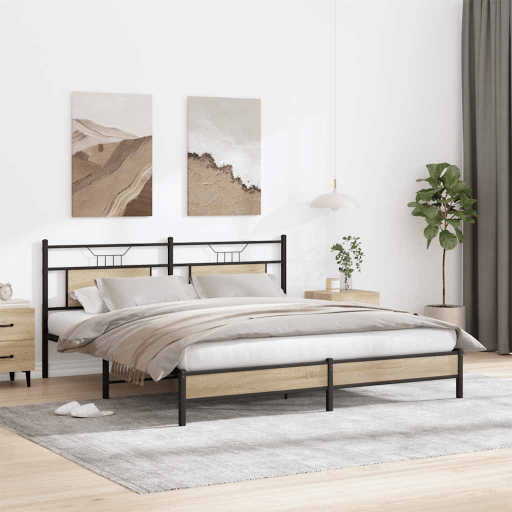 Cadre de lit sans matelas chêne marron 183x213 cm