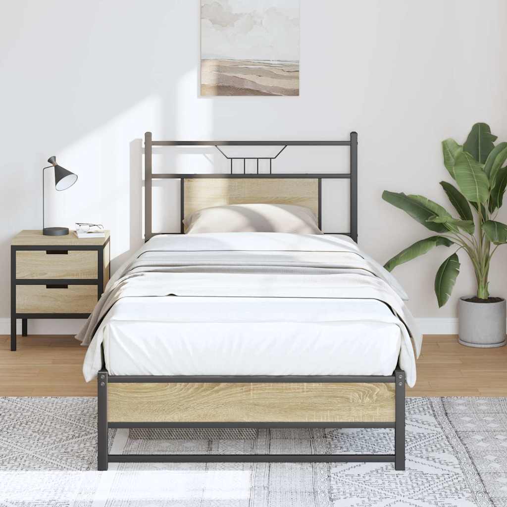 Bed frame without mattress sonoma oak 75x190 cm