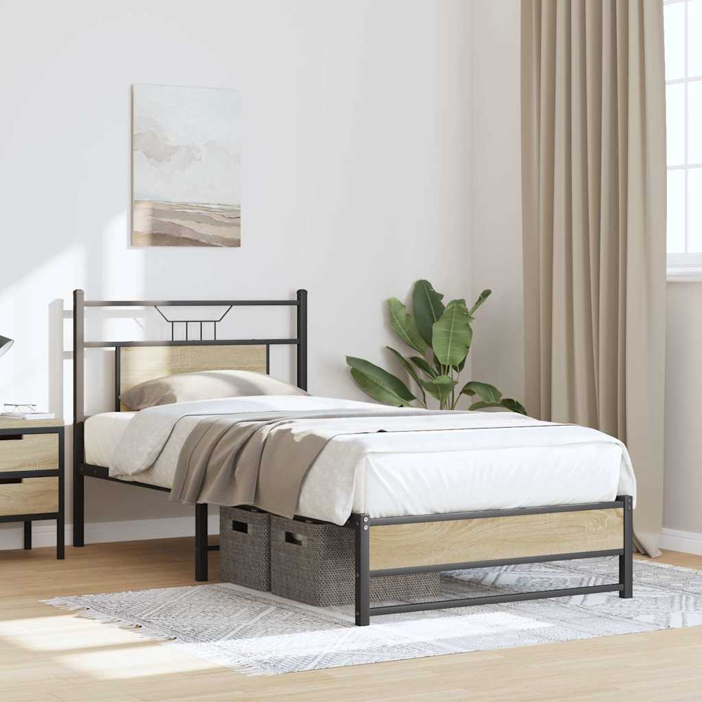 Bed frame without mattress sonoma oak 75x190 cm