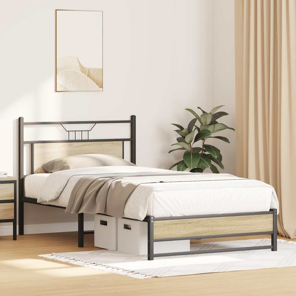 Cadre de lit sans matelas chêne sonoma 100x190 cm