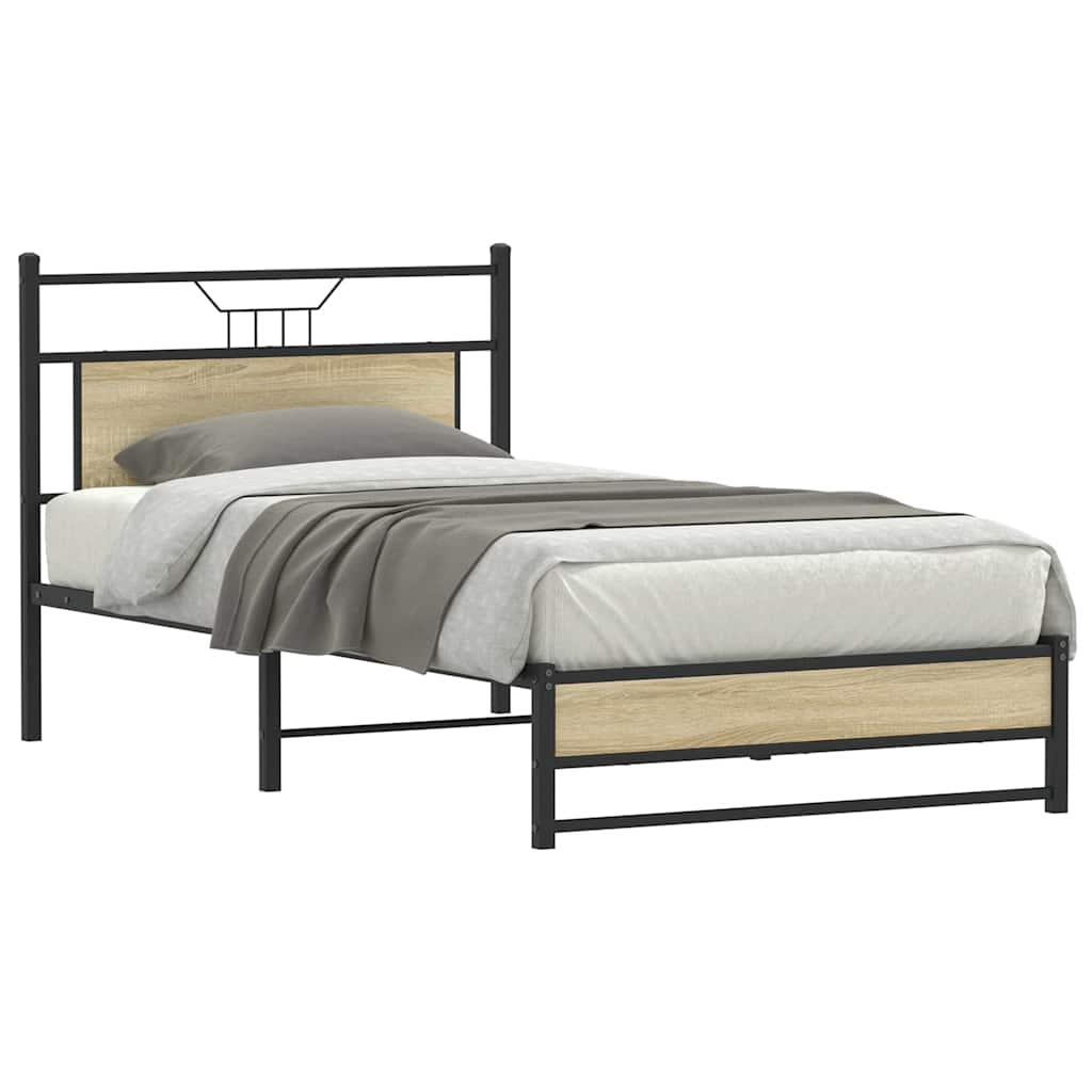 Bed frame without mattress sonoma oak 107x203 cm