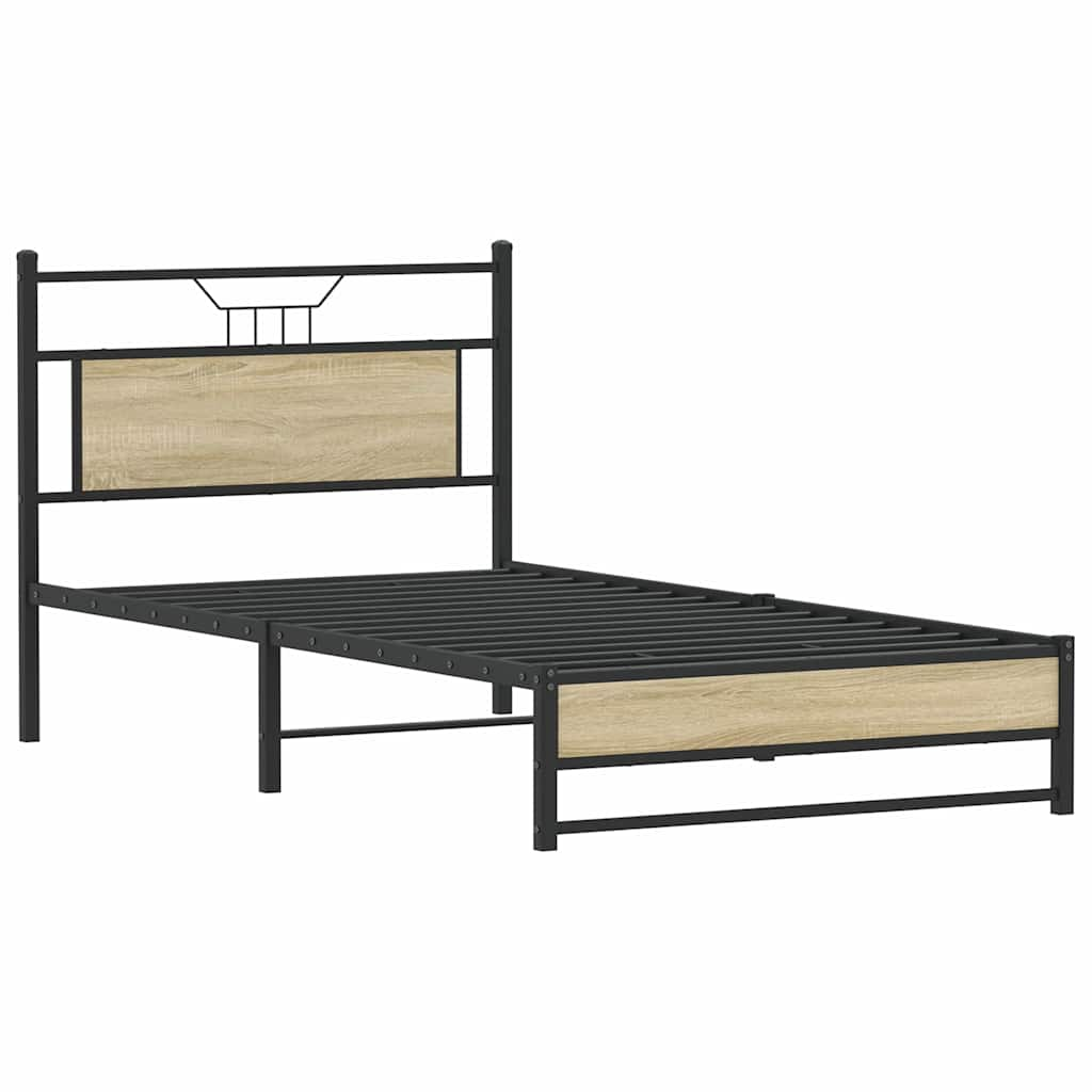 Bed frame without mattress sonoma oak 107x203 cm