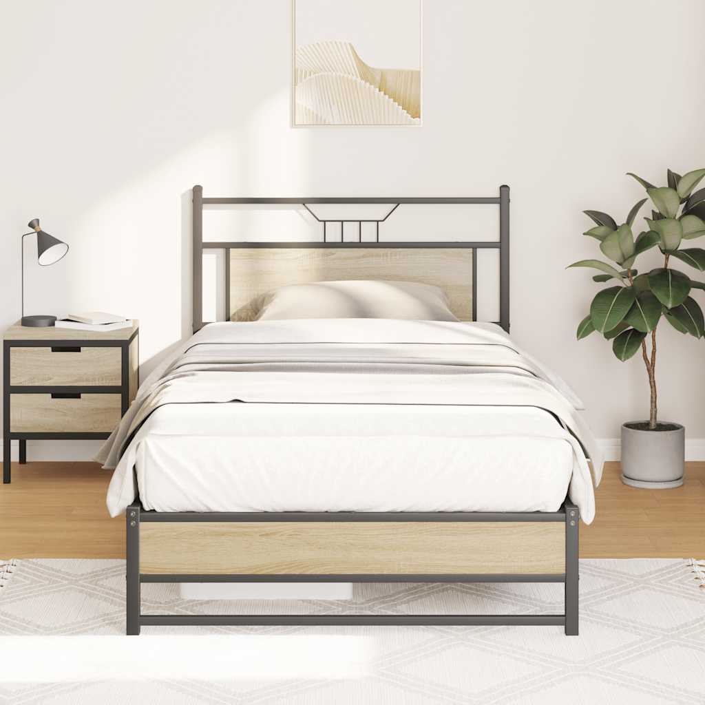 Bed frame without mattress sonoma oak 107x203 cm