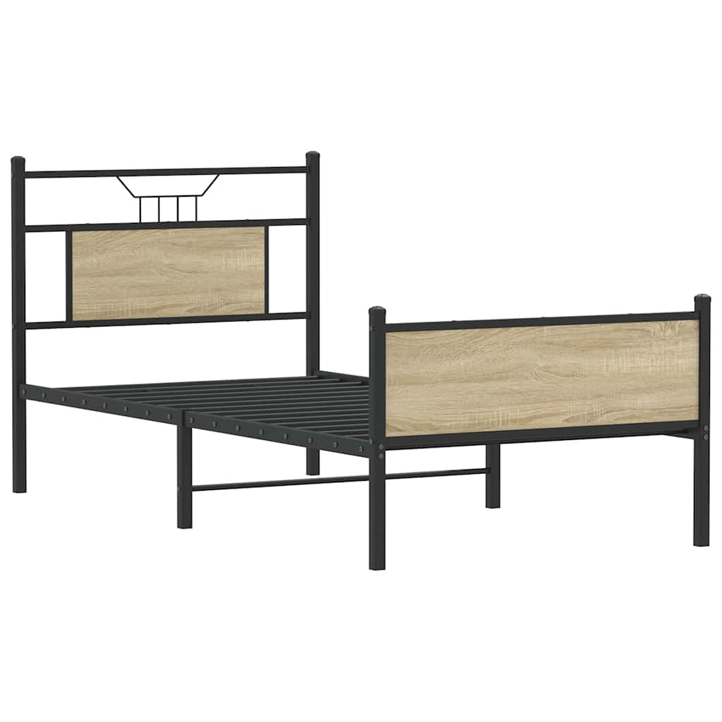 Bed frame without mattress sonoma oak 75x190 cm